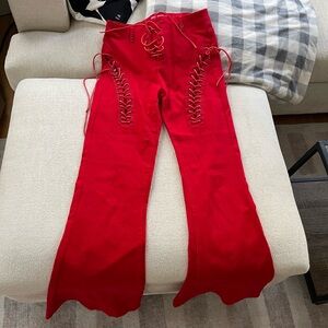 Edikted red flare pants